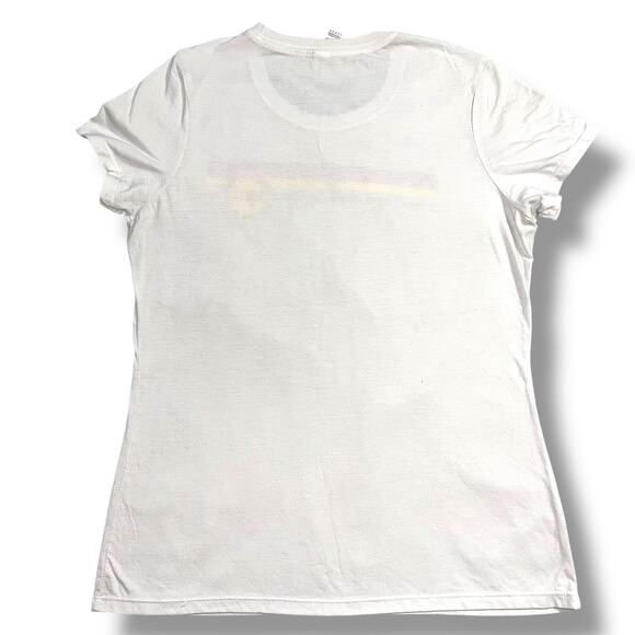 District Womens Perfect Tri T Shirt Graphic Print Shell Gas Station Retro Large - Picture 4 of 7